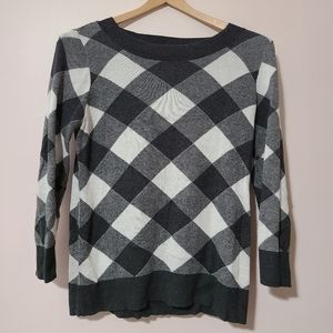 Loft Gray Plaid Sweater Sz M